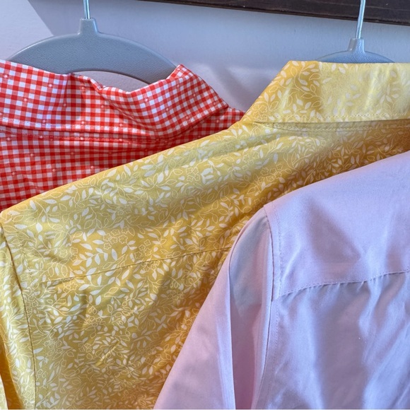Lands End Size 8  Cotton Button Up Bundle x 3 Shirts Orange Pink Yellow‎ - Picture 6 of 9